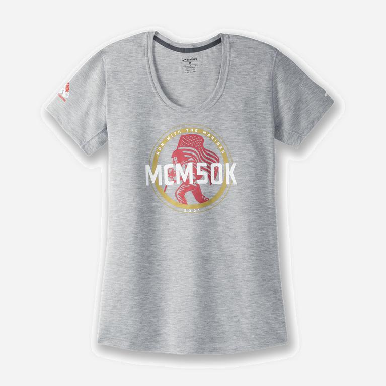 Brooks Mcm21 Distance Graphic Womens Short Sleeve Running Shirt - Heather Ash/50K/Grey - Philippines